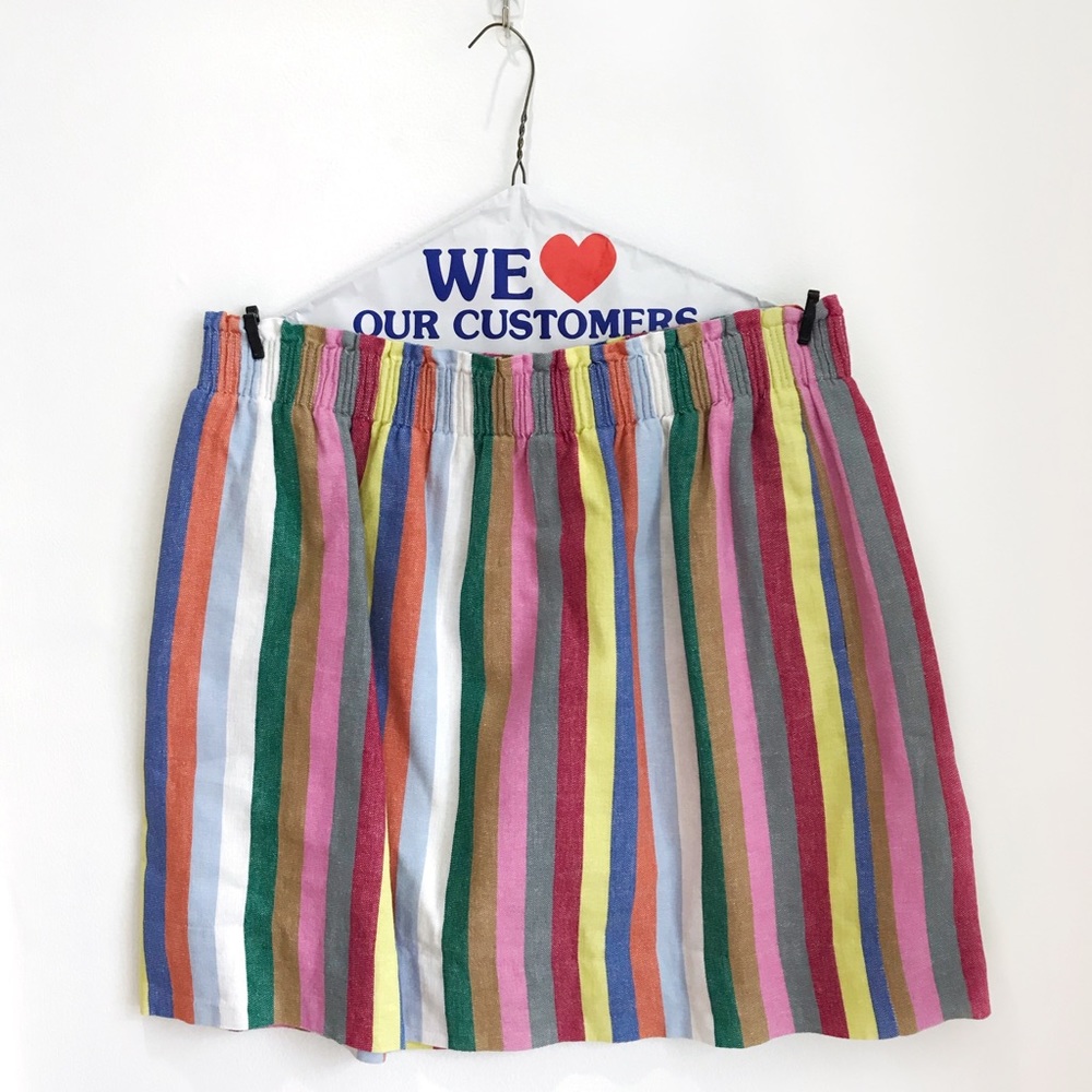 JCrew Sidewalk Skirt Linen Rainbow Stripes
